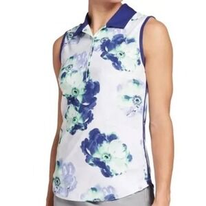 Lady Hagen Womens Sleeveless Golf Polo Floral Blue Green Purple Size Small